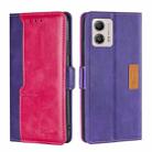 For Motorola Moto G53 5G/G13 4G/G23 4G Contrast Color Side Buckle Leather Phone Case(Purple + Rose Red) - 1