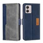 For Motorola Moto G53 5G/G13 4G/G23 4G Contrast Color Side Buckle Leather Phone Case(Blue + Grey) - 1