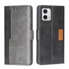 For Motorola Moto G73 5G Contrast Color Side Buckle Leather Phone Case(Black + Grey) - 1