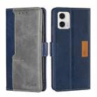 For Motorola Moto G73 5G Contrast Color Side Buckle Leather Phone Case(Blue + Grey) - 1