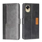 For OPPO A17k 4G Contrast Color Side Buckle Leather Phone Case(Black + Grey) - 1