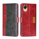 For OPPO A17k 4G Contrast Color Side Buckle Leather Phone Case(Red + Black) - 1