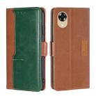 For OPPO A17k 4G Contrast Color Side Buckle Leather Phone Case(Light Brown + Green) - 1