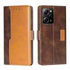 For Xiaomi Redmi Note 12 Pro Speed/Poco X5 Pro Contrast Color Side Buckle Leather Phone Case(Dark Brown + Gold) - 1