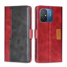 For Xiaomi Redmi 12C 4G Contrast Color Side Buckle Leather Phone Case(Red + Black) - 1