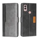 For Kyocera Android One S10 Contrast Color Side Buckle Leather Phone Case(Black + Grey) - 1