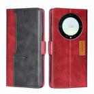 For Honor X9a 5G Contrast Color Side Buckle Leather Phone Case(Red + Black) - 1