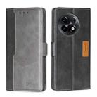 For OnePlus Ace 2/11R Contrast Color Side Buckle Leather Phone Case(Black + Grey) - 1