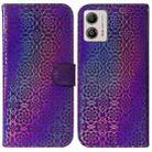 For Motorola Moto G13 / G23 / G53 Colorful Magnetic Buckle Leather Phone Case(Purple) - 1