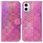 For Motorola Moto G73 Colorful Magnetic Buckle Leather Phone Case(Pink) - 1