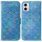 For Motorola Moto G73 Colorful Magnetic Buckle Leather Phone Case(Blue) - 1