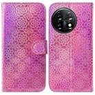 For OnePlus 11 Colorful Magnetic Buckle Leather Phone Case(Pink) - 1