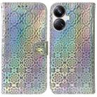 For Realme 10 Pro+ Colorful Magnetic Buckle Leather Phone Case(Silver) - 1