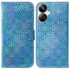 For Realme 10 Pro+ Colorful Magnetic Buckle Leather Phone Case(Blue) - 1