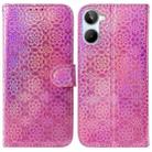 For Realme 10 4G Colorful Magnetic Buckle Leather Phone Case(Pink) - 1