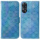 For OPPO Reno8 T 4G Colorful Magnetic Buckle Leather Phone Case(Blue) - 1