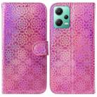 For Xiaomi Redmi Note 12 5G Colorful Magnetic Buckle Leather Phone Case(Pink) - 1