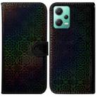 For Xiaomi Redmi Note 12 5G Colorful Magnetic Buckle Leather Phone Case(Black) - 1