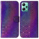 For Xiaomi Redmi Note 12 5G Colorful Magnetic Buckle Leather Phone Case(Purple) - 1