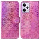 For Xiaomi Redmi Note 12 Pro Colorful Magnetic Buckle Leather Phone Case(Pink) - 1