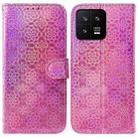 For Xiaomi 13 5G Colorful Magnetic Buckle Leather Phone Case(Pink) - 1