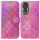 For Honor 80 Colorful Magnetic Buckle Leather Phone Case(Pink) - 1