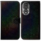 For Honor 80 Colorful Magnetic Buckle Leather Phone Case(Black) - 1