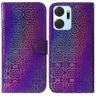 For Honor X7A Colorful Magnetic Buckle Leather Phone Case(Purple) - 1