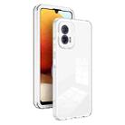 For Motorola Moto G73 3 in 1 Clear TPU Color PC Frame Phone Case(White) - 1