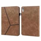 For Lenovo Tab P11 Gen 2 Embossed Striped Leather Tablet Case(Brown) - 1