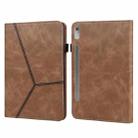 For Lenovo Tab P11 Pro Gen 2 Embossed Striped Leather Tablet Case(Brown) - 1