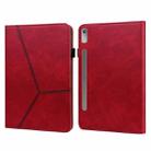 For Lenovo Tab P11 Pro Gen 2 Embossed Striped Leather Tablet Case(Red) - 1