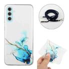 For Samsung Galaxy A54 5G Hollow Marble Pattern TPU Shockproof Phone Case with Neck Strap Rope(Blue) - 2