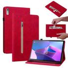 For Lenovo Tab P11 Gen 2 11.5 Skin Feel Solid Color Zipper Leather Tablet Case(Red) - 1