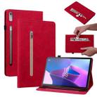 For Lenovo Tab P11 Pro Gen 2 11.2 Skin Feel Solid Color Zipper Leather Tablet Case(Red) - 1