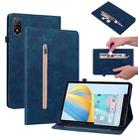 For Honor Pad V8 Pro Skin Feel Solid Color Zipper Leather Tablet Case(Blue) - 1