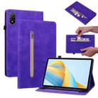 For Honor Pad V8 Pro Skin Feel Solid Color Zipper Leather Tablet Case(Purple) - 1