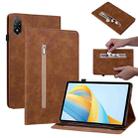 For Honor Pad V8 Pro Skin Feel Solid Color Zipper Leather Tablet Case(Brown) - 1