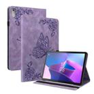 For Lenovo Tab P11 Gen 2 11.5 Butterfly Flower Embossed Leather Tablet Case(Purple) - 1