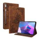 For Lenovo Tab P11 Pro Gen 2 11.2 Butterfly Flower Embossed Leather Tablet Case(Brown) - 1