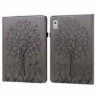 For Lenovo Tab M8 4th Gen TB-300FU Tree & Deer Pattern Embossed Leather Tablet Case(Grey) - 1