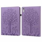 For Lenovo Tab P11 Gen 2 Tree & Deer Pattern Embossed Leather Tablet Case(Purple) - 1