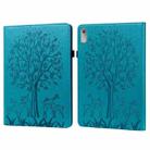 For Lenovo Tab P11 Gen 2 Tree & Deer Pattern Embossed Leather Tablet Case(Blue) - 1