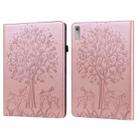 For Lenovo Tab P11 Gen 2 Tree & Deer Pattern Embossed Leather Tablet Case(Pink) - 1