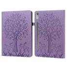 For Lenovo Tab P11 Pro Gen 2 Tree & Deer Pattern Embossed Leather Tablet Case(Purple) - 1