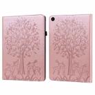 For Huawei MatePad SE 10.4 2022 Tree & Deer Pattern Embossed Leather Tablet Case(Pink) - 1