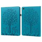 For Samsung Galaxy Tab S5e Tree & Deer Pattern Embossed Leather Tablet Case(Blue) - 1