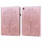 For Samsung Galaxy Tab S5e Tree & Deer Pattern Embossed Leather Tablet Case(Pink) - 1