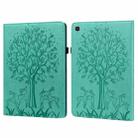 For Samsung Galaxy Tab S5e Tree & Deer Pattern Embossed Leather Tablet Case(Green) - 1