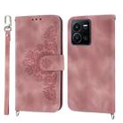 For vivo Y35 4G 2022 Skin-feel Flowers Embossed Wallet Leather Phone Case(Pink) - 1